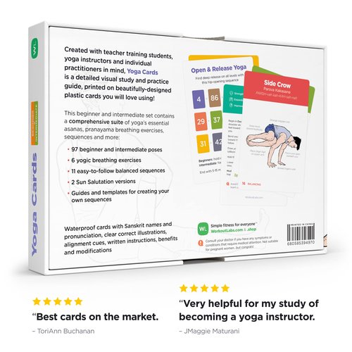 WorkoutLabs Yoga Cards I & II – Complete Set Beginners & Intermediate: Professional Study, Class Sequencing & Practice Guide · Premium Yoga Asana Flash Cards Deck with Sanskrit