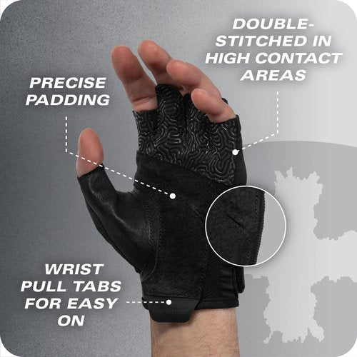 Harbinger Pro Gloves 3.0 - High Performance Training Gloves with Enhanced Grip, Breathable 4-Way Stretch, Leather Reinforcements, Adjustable Wrist Closure, Weightlifting, Crossfit, Gym, Black, Medium