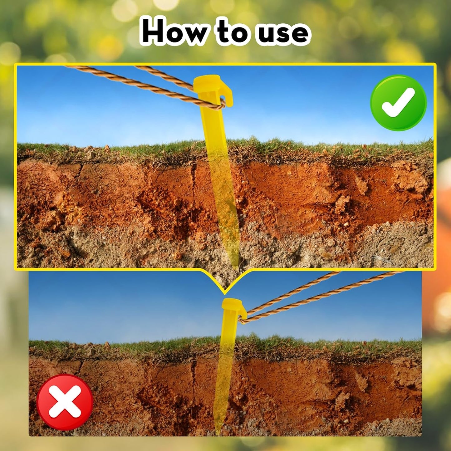 16 PCS Plastic Tent Stakes,5.7 Inch Pegs Serrated Edges Heavy Duty Canopy Anchoring Pegs for Outdoor Lawn Beach Garden Decoration and Fixation(Yellow)