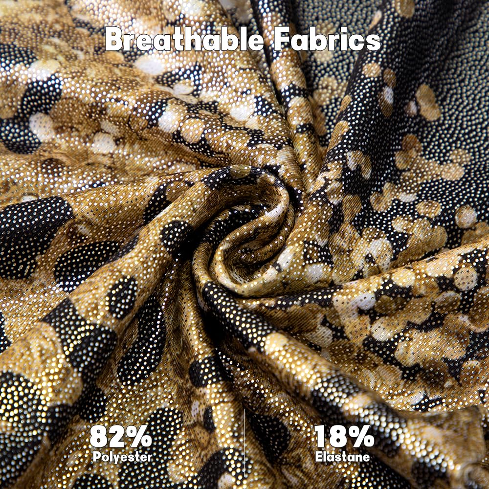 Gymnastics Leotards for Girls Toddler Ballet Dance Tumbling Outfits 9 10 Kids Sleeveless Gymnastic Biketard with Shorts Sparkly Dancwear Unitards Clothes Bodysuit (Gold Leopard, 9-10 Years)