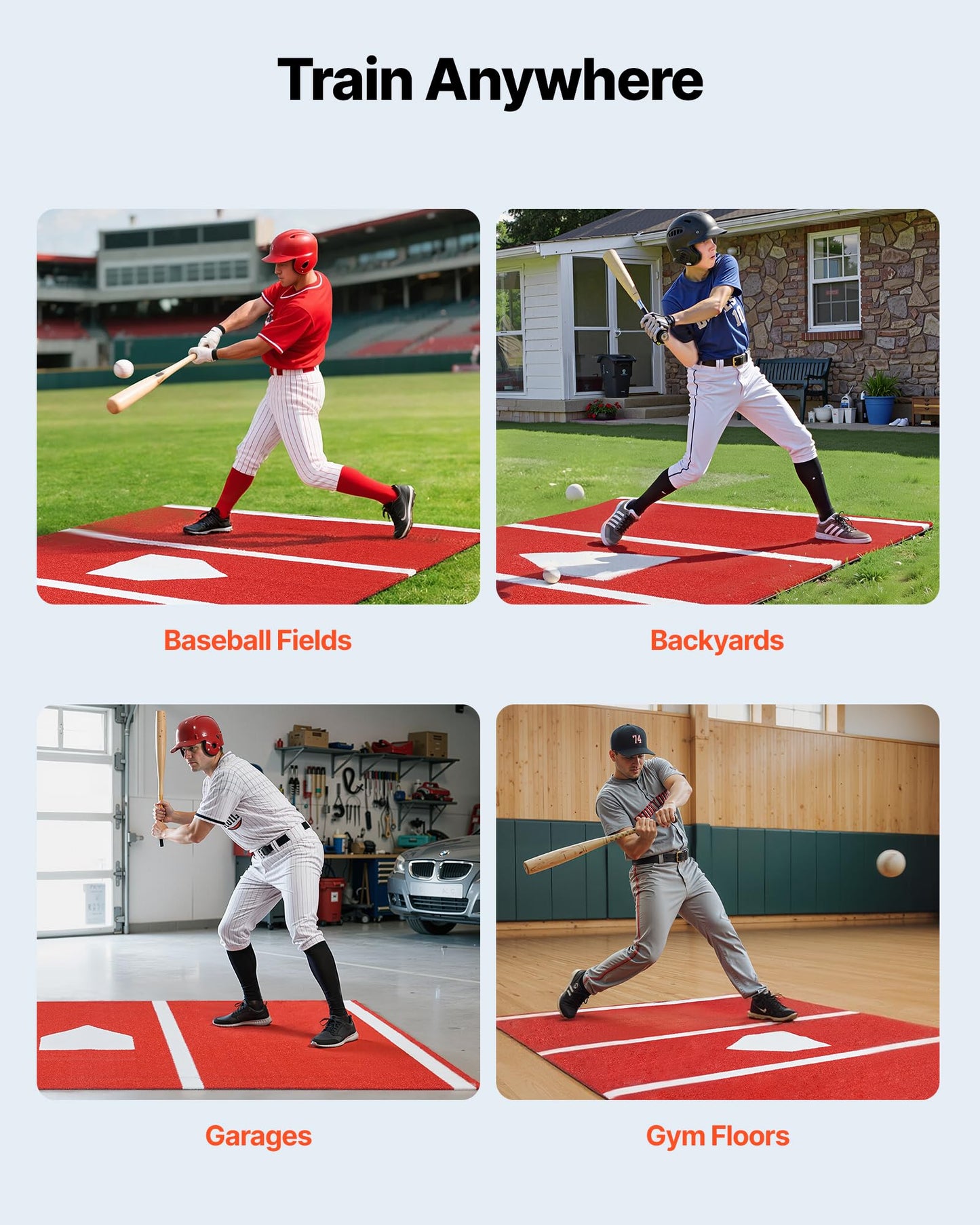VEVOR 12x6ft Baseball/Softball Batting Mat with Home Plate - Anti-Fade Turf, Portable Hitting Trainer for Cage/Indoor/Outdoor Practice