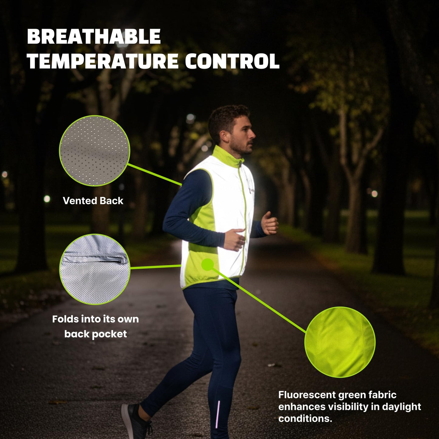 ReflecToes Reflective Safety Vest for Night Visibility – Hi Vis Running & Cycling Gilet – Lightweight, Breathable Outer Layer (Lightweight, X-Large)