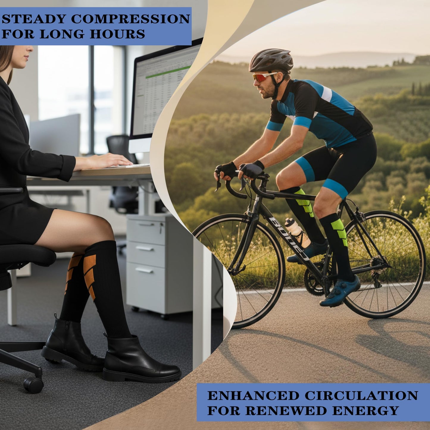 Sooverki Graduated Copper Compression Socks for Men & Women Circulation 8 Pairs 15-20mmHg - Best for Running Athletic Cycling