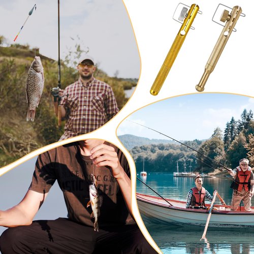 QfwdfcTrenz 2Pcs Fishing Line Knot Tying Tool Metal Fishing Hook Tie Device Manual Portable Fast Fishing Supplies Tyers, Nail Knot Tyer Practical Angler Accessories for Hooks Lures Lines,Golden