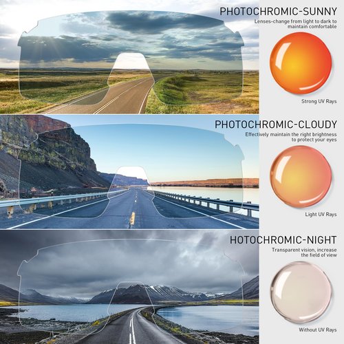 SCVCN Photochromic Cycling Glasses Frameless Sports sunglasses for Men Women - Ideal For Baseball, Bike, Golf, Running