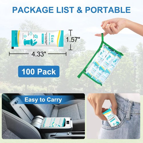 BLIKA 100 Pack Portable Toilet Absorbent Gel, Camping Toilet Gel Powder, Odor-Control Urine Liquid Waste Gel, Eco Absorbent Gel, Poo Urine Powder for Outdoor Camping, Hiking, Emergency