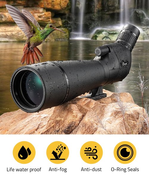 CVLIFE 20-60x80MM Spotting Scope, Spotting Scopes for Target Shooting, BAK4 HD Waterproof Spotter Scope for Birding and Wildlife with Tripod, Phone Adapter and Carrying Bag, Black