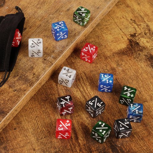 48 PCS MTG Dice Counters Buff Token Dice Loyalty Dice Commander Buff Tokens 6 Sided Dice Set for MTG, TCG, Card Games Accessories