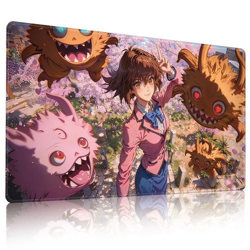 MTG Playmat TCG Board Game Trading Card Game Play Mat Stitched Edges Smooth Surface Rubber Base Aged Map 23.6x13.7in and Free Storage Bags (Téa Gardner)