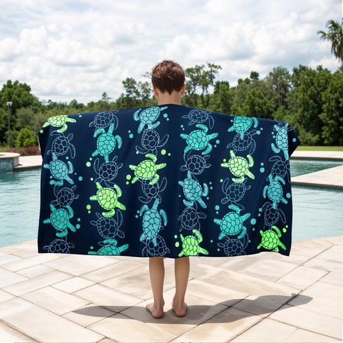 MelonBoat Large Microfiber Beach Towel: Large Light Green Turtles Beach Towel for Travel, Super Absorbent Quick Dry Sand Free, Lightweight Compact for Kids Trip Vacation Bath Camping Pool Swim, 1 Pcs