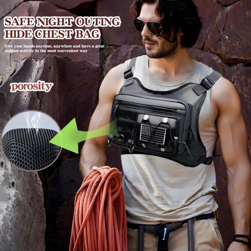 ZTRJCMY Tactical Chest Bag with Pistol Holster- Water Resistant Outdoor Sports Chest Bag for Outdoor Sports-Hiking & Workouts(Black)