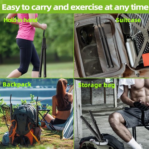 AEDNX 2Pcs Ropeless Battle Ropes Men Women for Home Gym, Portable Workout Ropes for HIIT Workouts, Low-Impact Cardio Training, Home Workout, Fitness Equipment