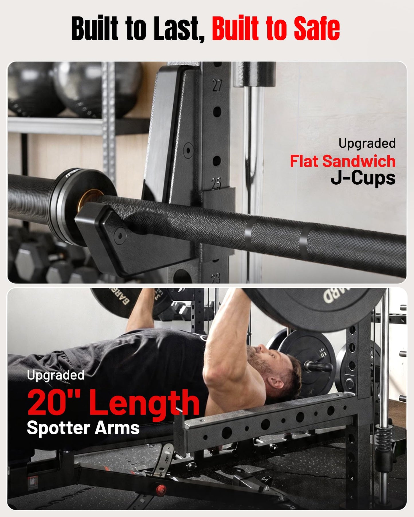 Mikolo Smith Machine, 2200lbs Squat Rack with LAT-Pull Down System & Cable Crossover Machine, Multi-Function Power Cage