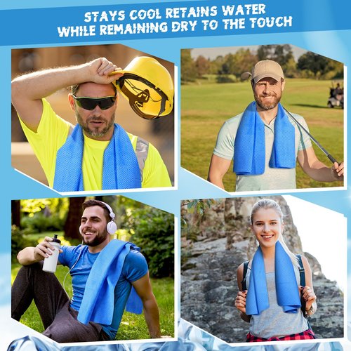 Peryiter 3 Packs PVA Cooling Towel Reusable Instant Cooling Neck Towel Breathable Soft Long Lasting Ice Sports Supplies for Running Hiking Swimming Golf (Dark Blue)