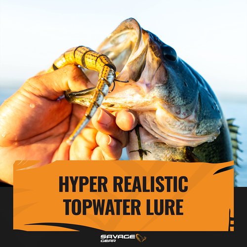 Savage Gear 3D Wake Snake Fishing Bait, 1 oz, Rattle Snake, Realistic Contours, Colors & Movement, Durable Construction, Versatile Rigging Options, Dual Treble Hook Configuration