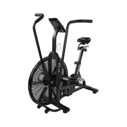 Fitvids Upright Fan Bike with Adjustable Seat and Handlebars for HIIT and Cardio Training, Black