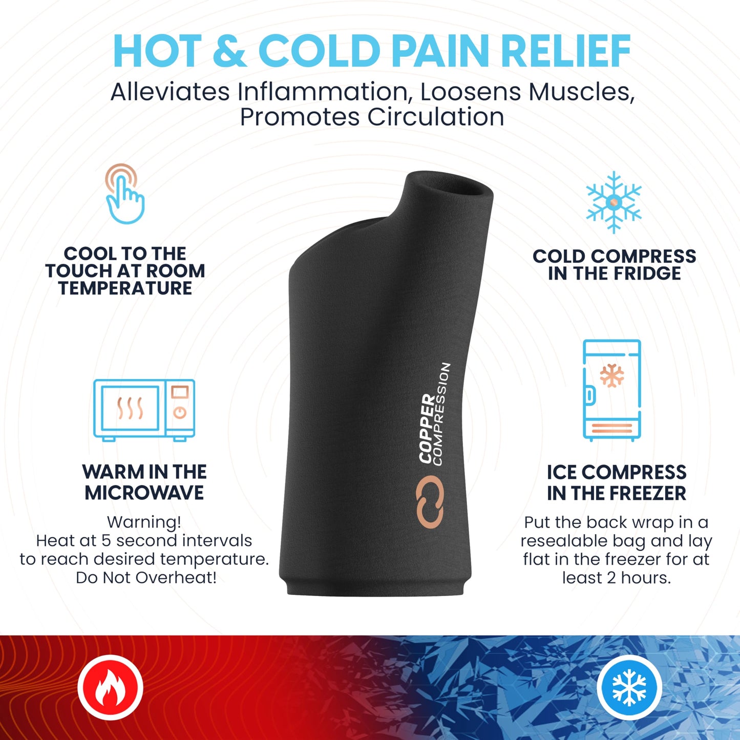 CopperFreeze™ Wrist Sleeve by Copper Compression. Hot & Cold Therapy Support for Pain, Swelling, and Injury Recovery. 360° Copper Infused Relief for Hands, Wrists, and Forearms