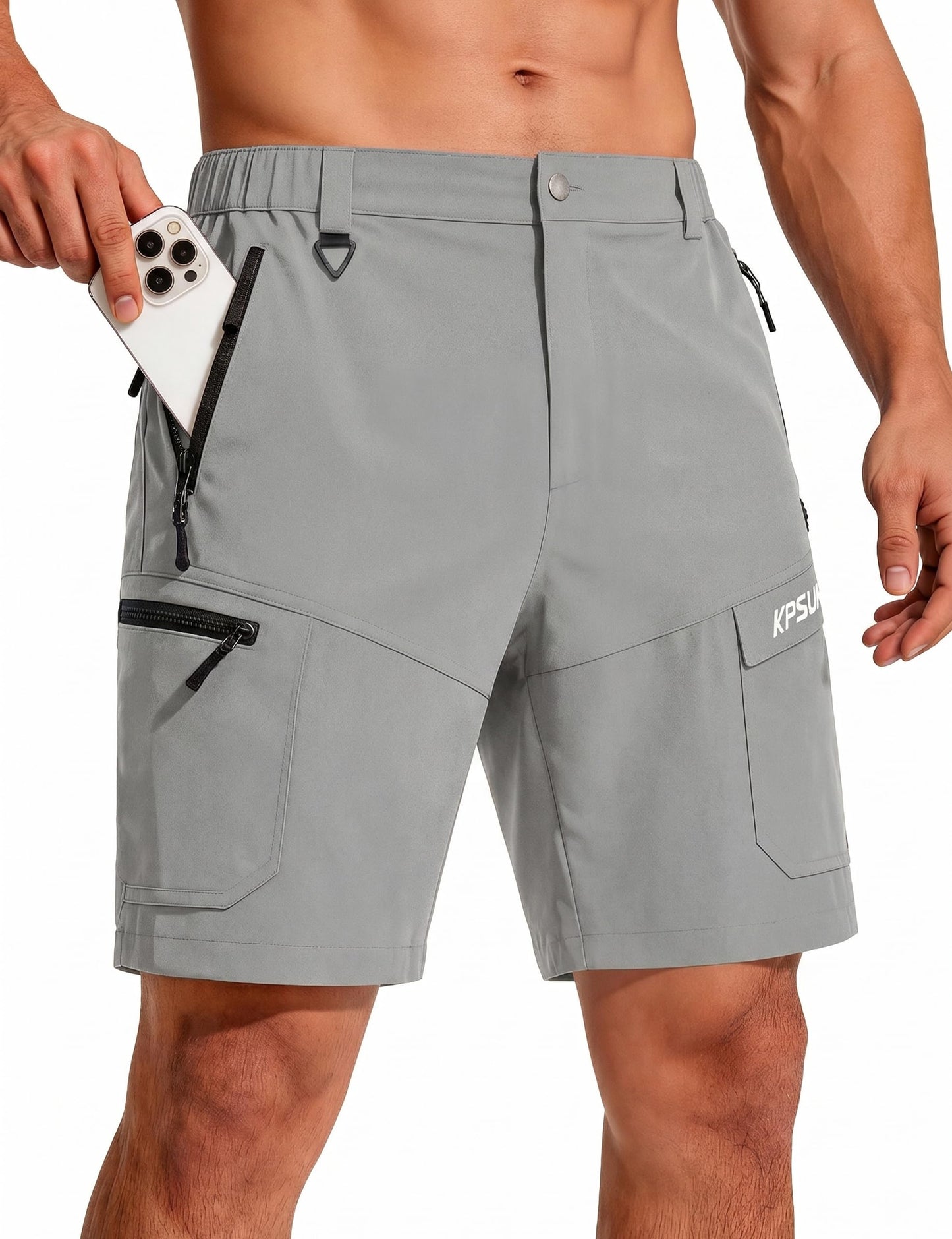 KPSUN Men's Hiking Cargo Shorts Quick Dry Stretch Casual Outdoor Golf Summer Shorts with 5 Pockets for Work Fishing Travel(SandKhaki M)