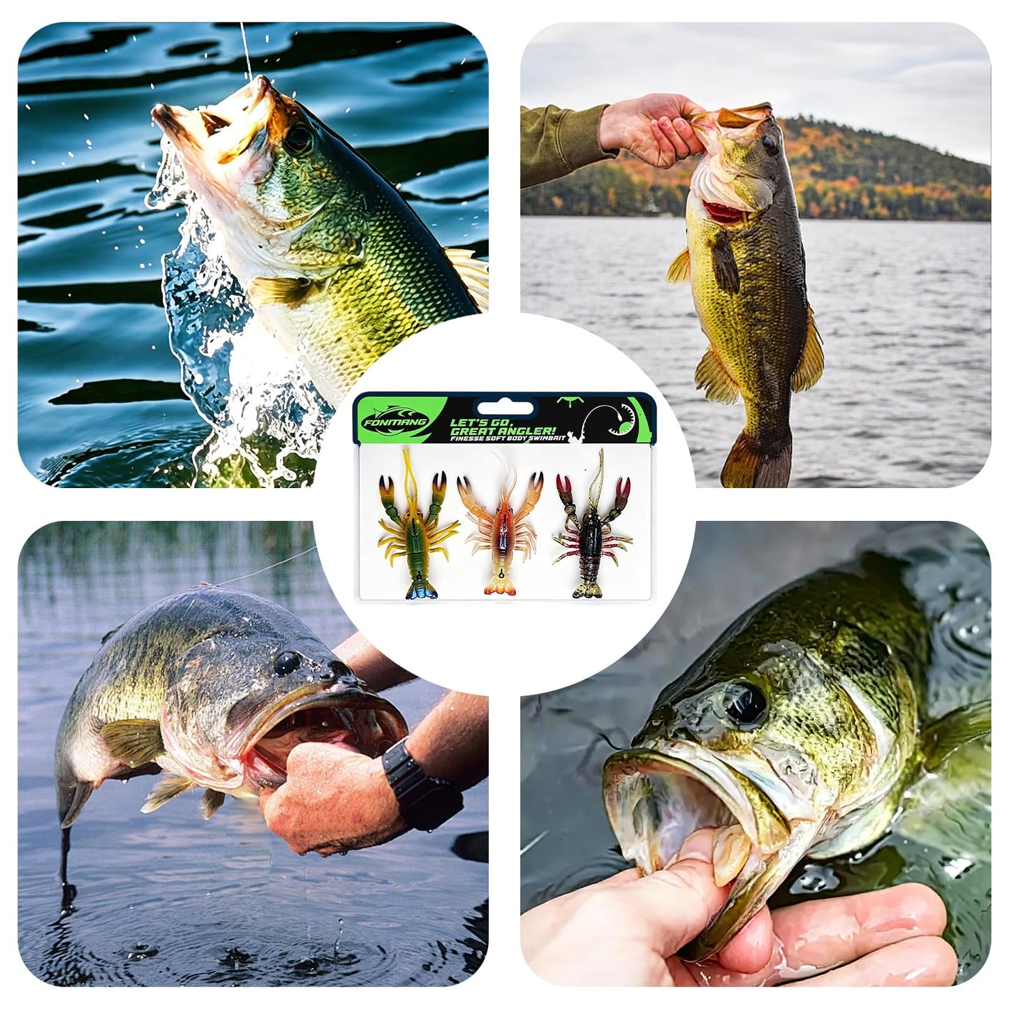 FONMANG Crayfish Lure, Realistic Creature Bait, Soft Plastic Bass Fishing Lures, Crawfish Bait for Bass Lures Freshwater, Weedless Fishing Lures for Bottom Fishing