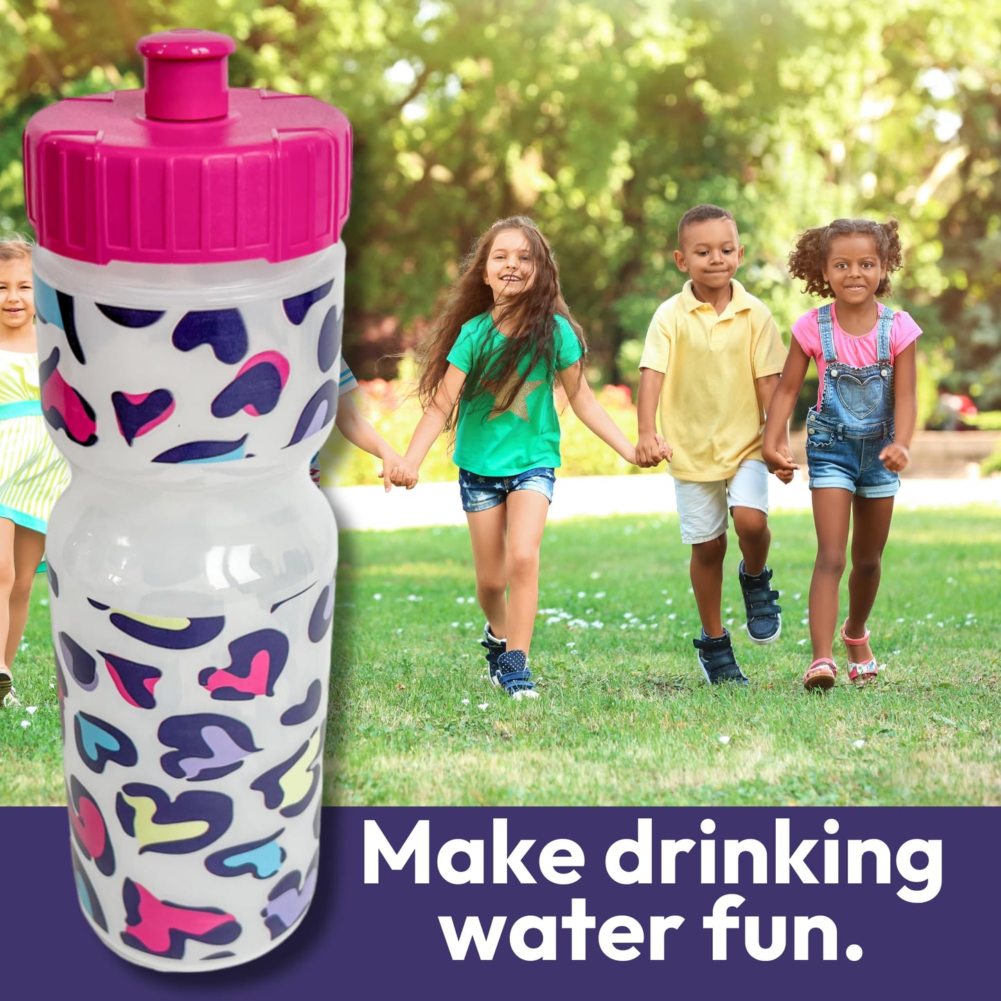 50 Strong | Kids BPA-Free Sports Water Bottle, 22 oz, Strawberries