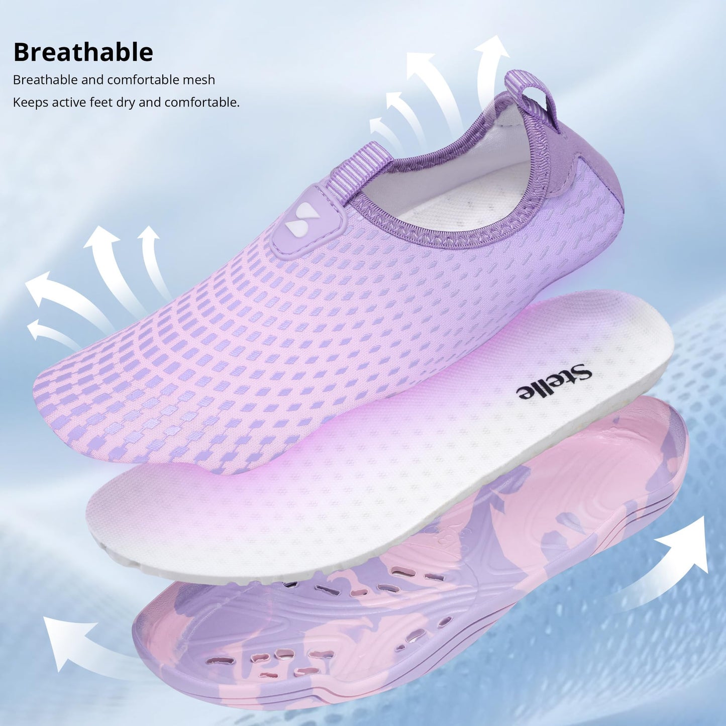 Stelle Water Shoes for Women Men Barefoot Quick Dry Aqua Socks for Swim Beach River Pool Surf Yoga Shower(Lilac,11MW)