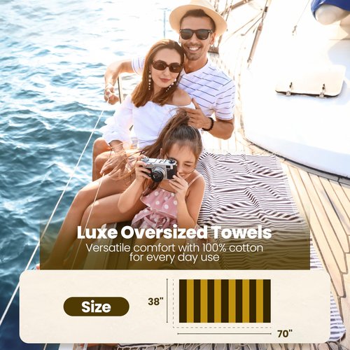 Gold CASE Turkish Beach Towel Set of 5 – 100% Cotton Turkish Beach Towels Bulk 71 x 40'' – MYRA Oversized, Quick Dry & Sand Free Beach Towel – Lightweight Towels Set in Blue