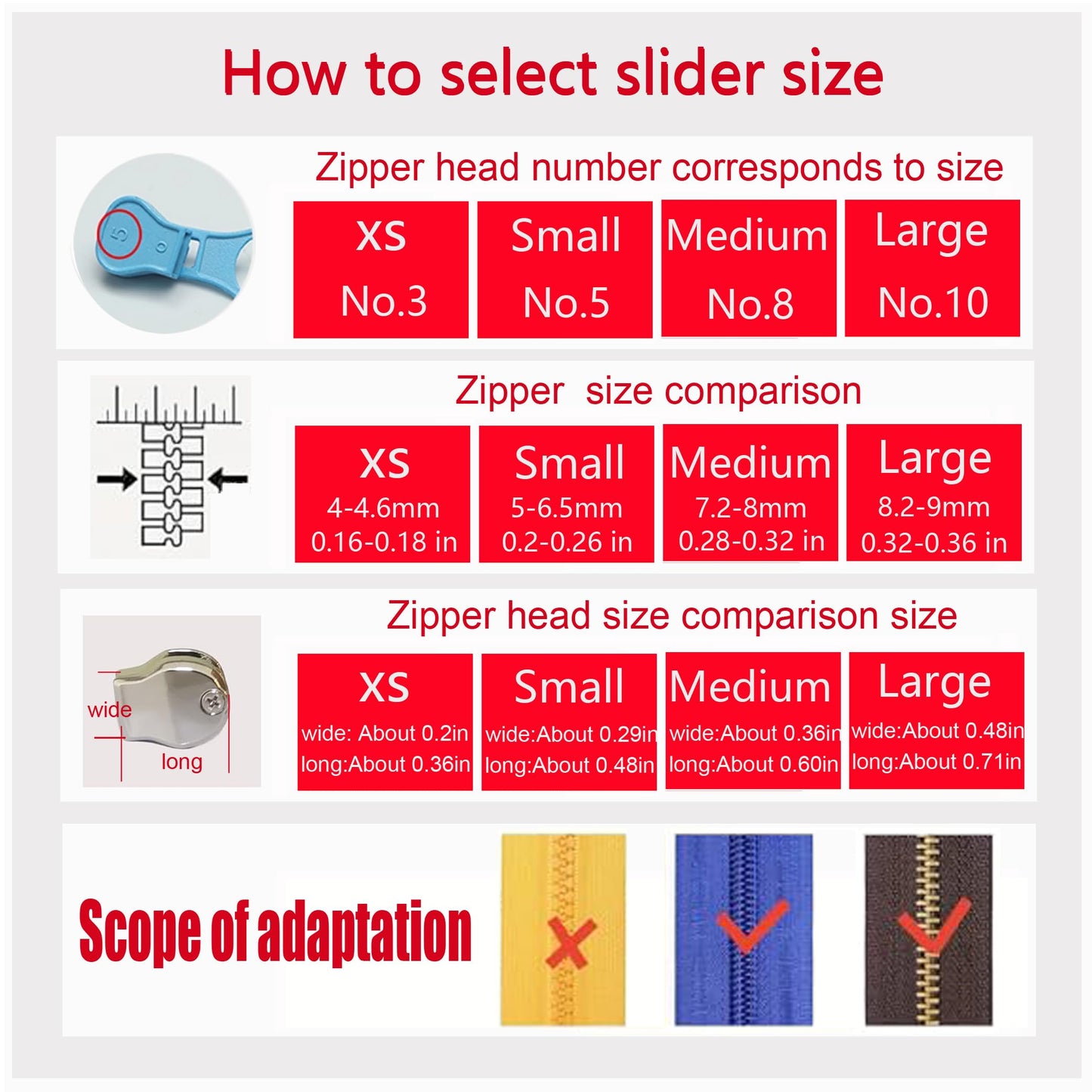 Stainless Steel Replacement Zipper Slider-1 Piece,Silver-Large Suitable for Clothing,suitcases,Handbags,Shoes,Tents,Backpacks Zipper Replacement and Repair kit