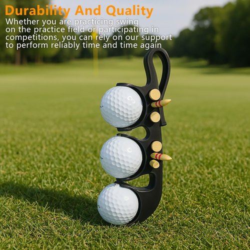 aimpiwt 2 in 1 Golf Ball Holder - Holds 3 Balls 6 Tees, Secure Lock Design, Easy Attachment to Bag, Durable & Portable Golf Accessory