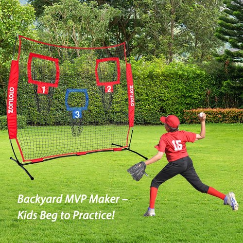 Zonlolo 6x6ft Football Training Net, Football Throwing Net with 3 Target Pockets, Portable QB Throwing Practice Equipment with Small Carry Bag,Most Suitable for Kids