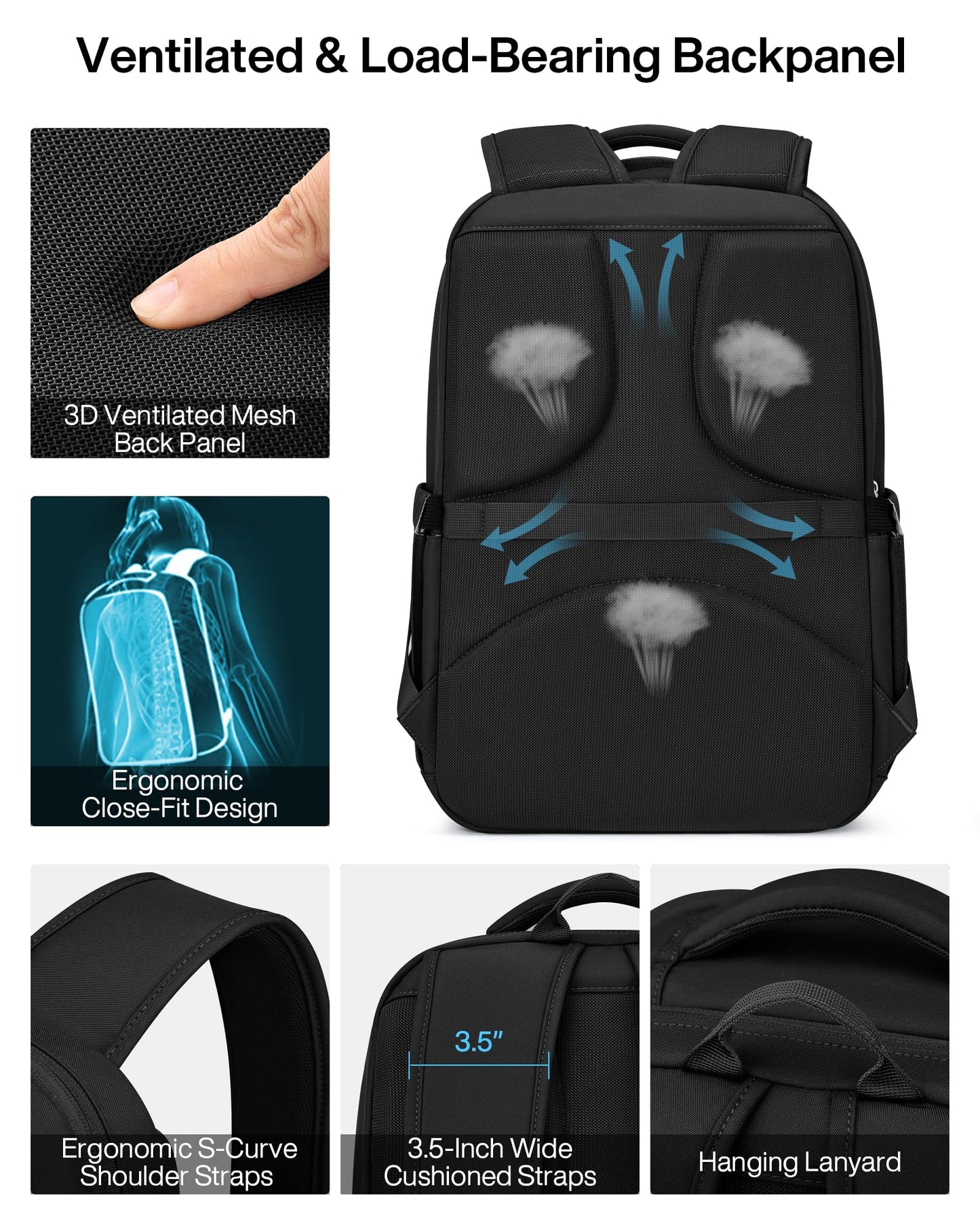 MILADA Travel Backpack for Women&Men,Expandable 28L to 39L,Fits 17" Laptop