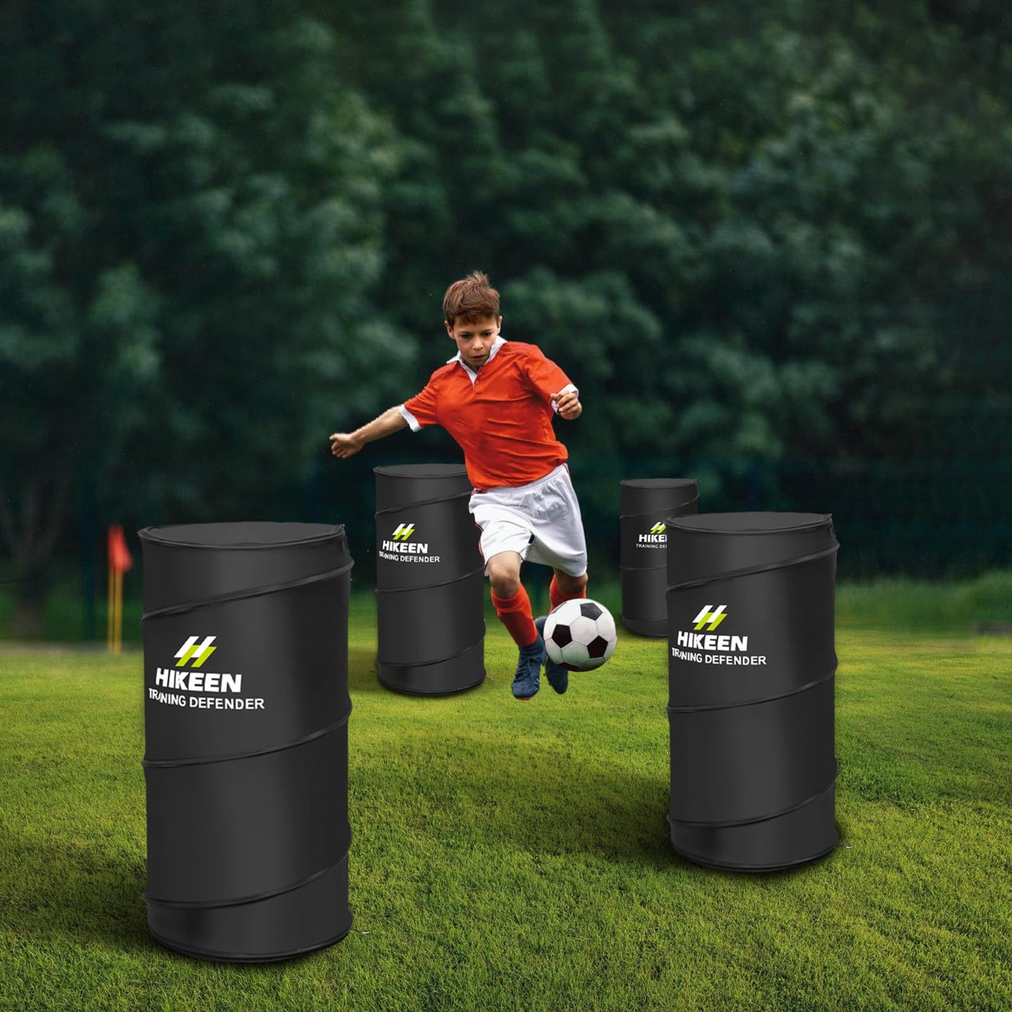 Hikeen Basketball Defender Dummy 4 Pack - Pop Up Safely Simulate Defender - Foldable Training Equipment for Basketball, Soccer, Football and More, 1 Carrying Bag