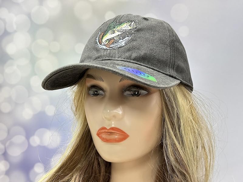 Bass Fishing Hat for Anglers – Adjustable, Unisex Dad Cap with Embroidered Bass
