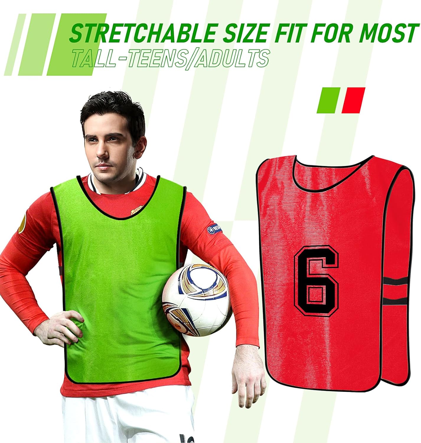 24Pcs Scrimmage Training Vest, Soccer Team Practice Vest Team Vest with Numbers, Team Sports Practice Pennys Basketball Football Jerseys with Belt for Men Adult Youth