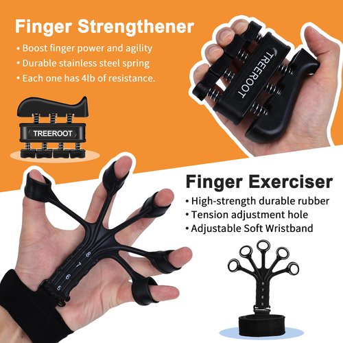 5PCS Grip Strength Trainer Kits, Hand Gripper Strengthener, Forearm Strengthener, Forearm Exerciser, Finger Exerciser, Wrist Strengthener, Stress Relief Ball, Grip Ring, for Muscle Building