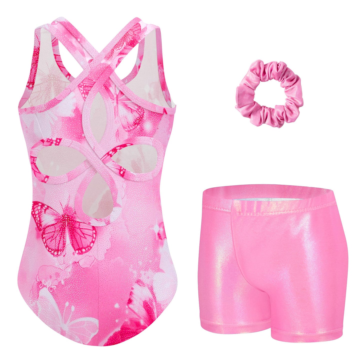 Zaclotre Girls Gymnastics Leotard Sparkly Tumbling Gymnastic Outfit Sleeveless Dance Unitards Biketards with Shorts 6-7 Years