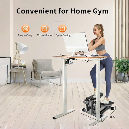 Maicifi Steppers for Exercise at Home, Stair Stepper with Resistance Bands, Under Desk Elliptical 300 lbs Weight Capacity, Ellipse Leg Exerciser with LCD Monitor