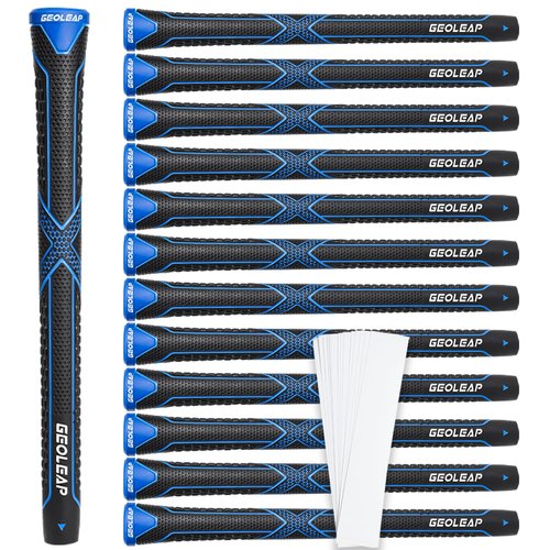 Geoleap Golf Grips 13 Pack,Non-slip and High Shock-absorbing Golf Club Grips ,Choose between 13 Grips with 15 Tapes and Full Kits.(Midsize-Black Blue( 15 tapes))