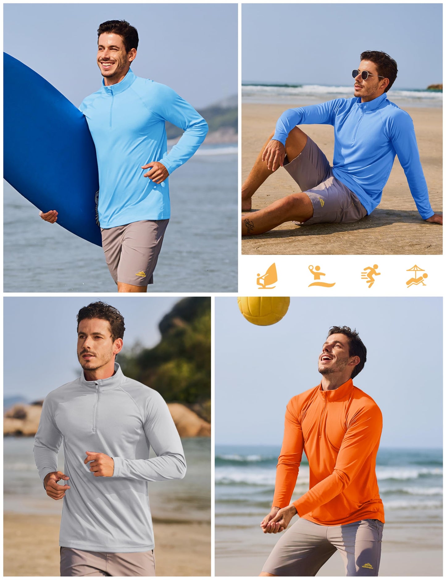 TACVASEN Swim Shirts for Men Rash Guard Sun Shirt Long Sleeve Dry Fit Mens Sun Protection Cooling Athletic UV T-Shirts Outdoor Yellow S