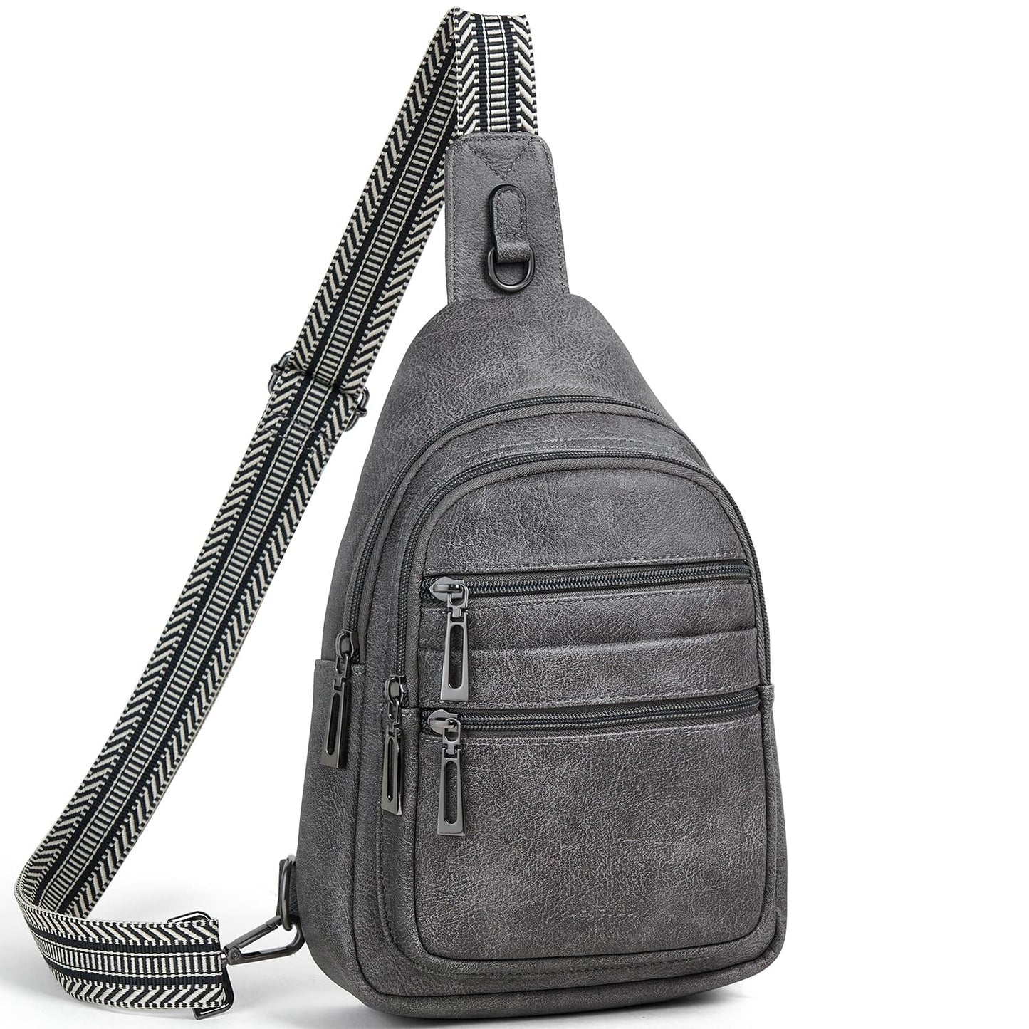 Leresas Sling Bag for Women Crossbody Bags Sling Purse Cross Body Backpack Vegan Leather Over Shoulder Bag Travel Handbag Gifts Dark Grey