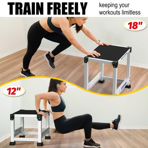 GanFindX Steel Plyo Box 18 Inch with 17 * 13 Inch Surface Metal Plyometric Jumping Box Home Gym Jump Trainer for Fitness Exercise Agility Stamina Conditioning Strength Training, White