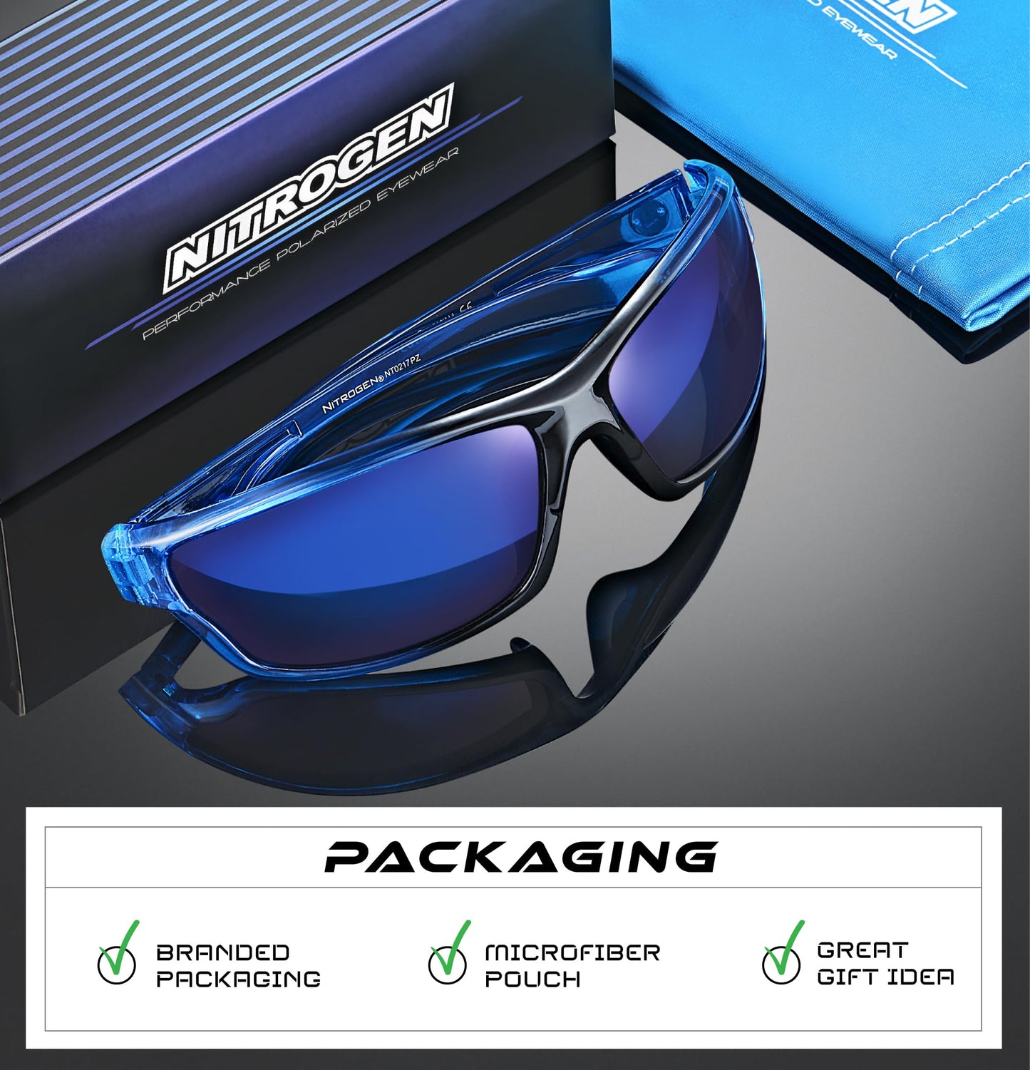Nitrogen Polarized Wrap Around Sport Sunglasses for Men Women UV400 Driving Fishing Running Sun Glasses