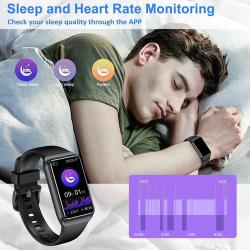 Fitness Tracker Step Counter with 24/7 Heart Rate Blood Oxygen Sleep Monitor, 1.47'' Activity Tracker & Smart Watches with 1 ATM Waterproof, Step Tracker Fitness Watch for Women Men Seniors (Black)