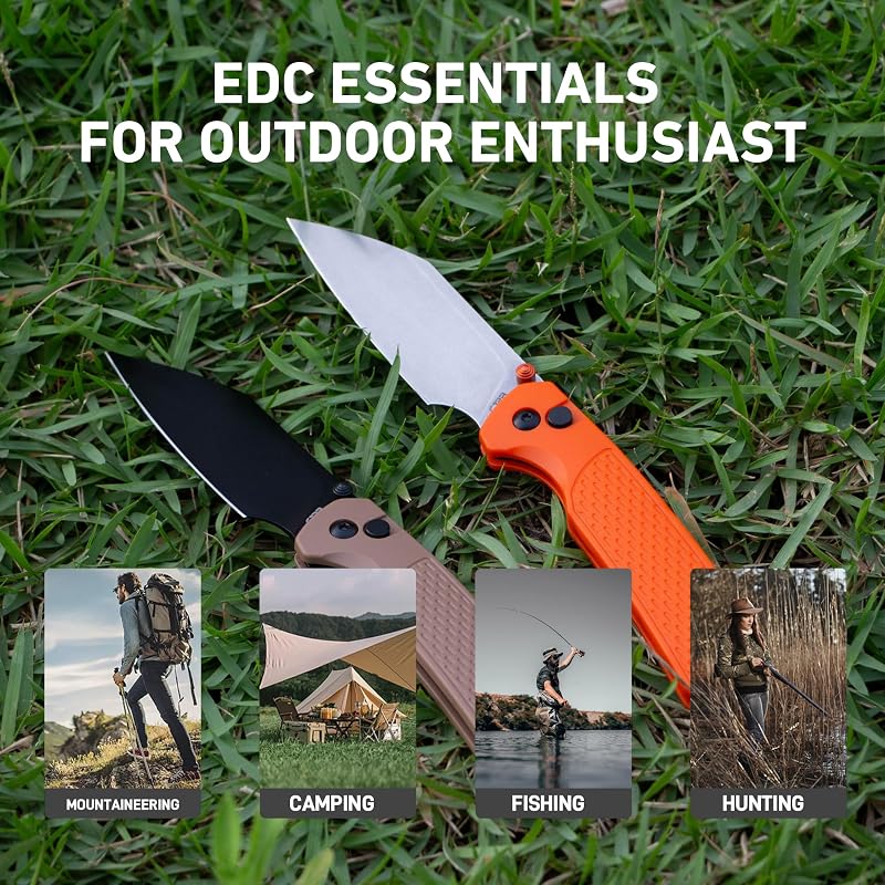 CJRB Pyrite-Light Folding Knife, 3.34" AR-SFII Steel Wharncliffe Blade, FRN Handle - Orange