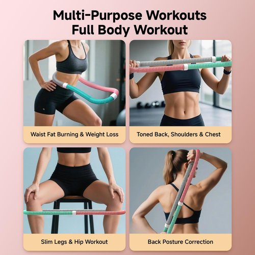BESTOKAY Infinity Hoop, Weighted Hula Hoop, Hula Hoops for Adults, Weighted Hula Hoops for Women - Spring Weighted Design Burns Fat, Shapes Waist, Back-Friendly Workout with Safety Rope
