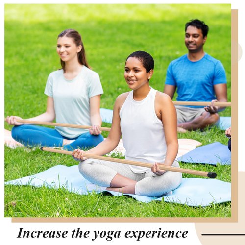 Hiboom 6 Pcs 5ft Yoga Stick Natural Bamboo Exercise Stick with Non-Slip Rubber Ends Stretching Tool Posture Corrector Stretch Tool for Flexibility, Workout, Balance Fitness(57 Inch)