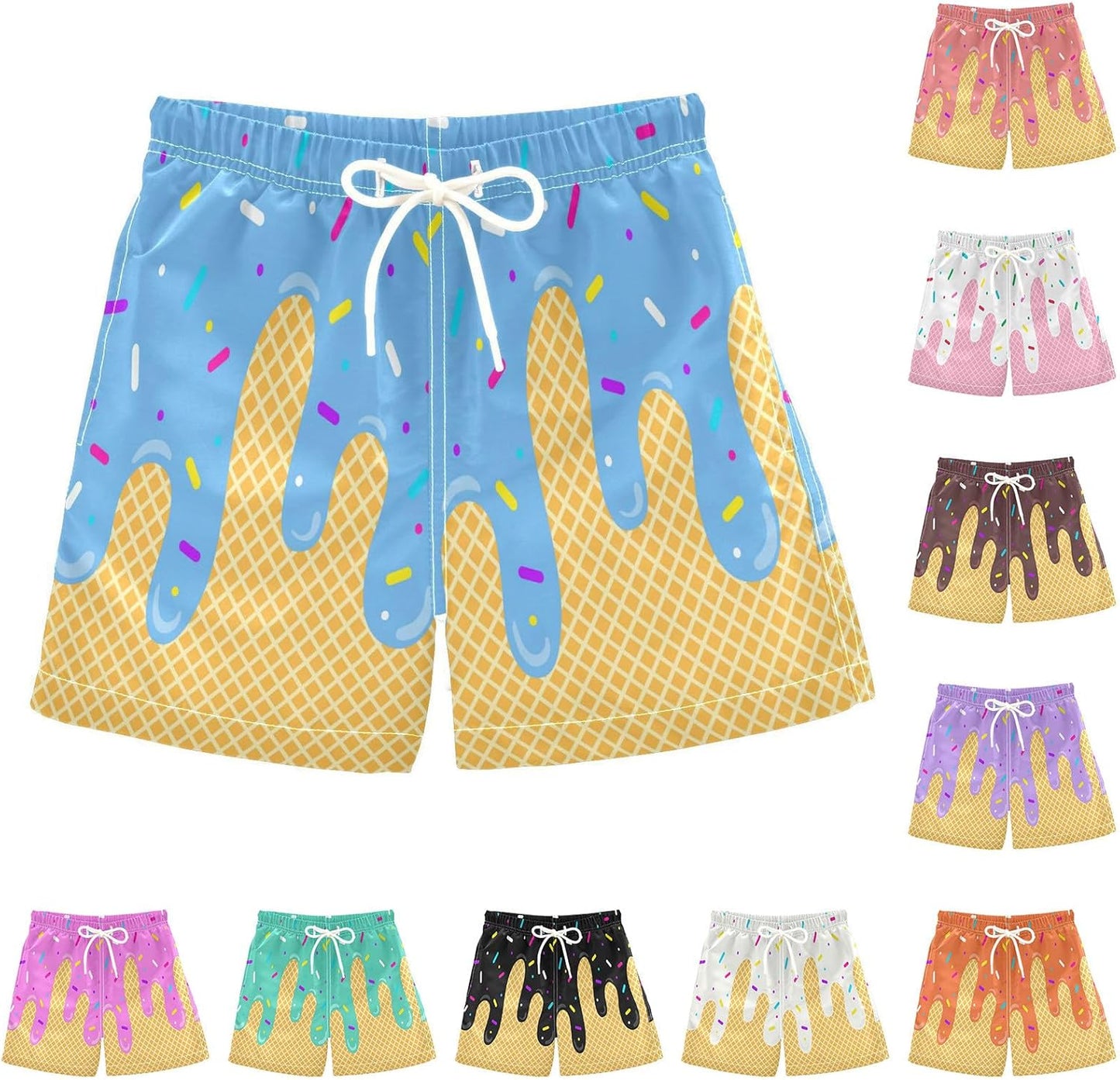 Ice Cream Boy Baseball Shorts Waffle Or Cone Preppy Shorts,Kids Youth Ice Cream Drip Track Short Pants