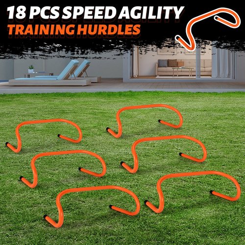 Wettarn 18 Pcs 6" Speed Training Hurdles Durable Agility Training Hurdle Agility Plyometric and All Purpose Equipment for Athletes, Soccer, Basketball(Orange)
