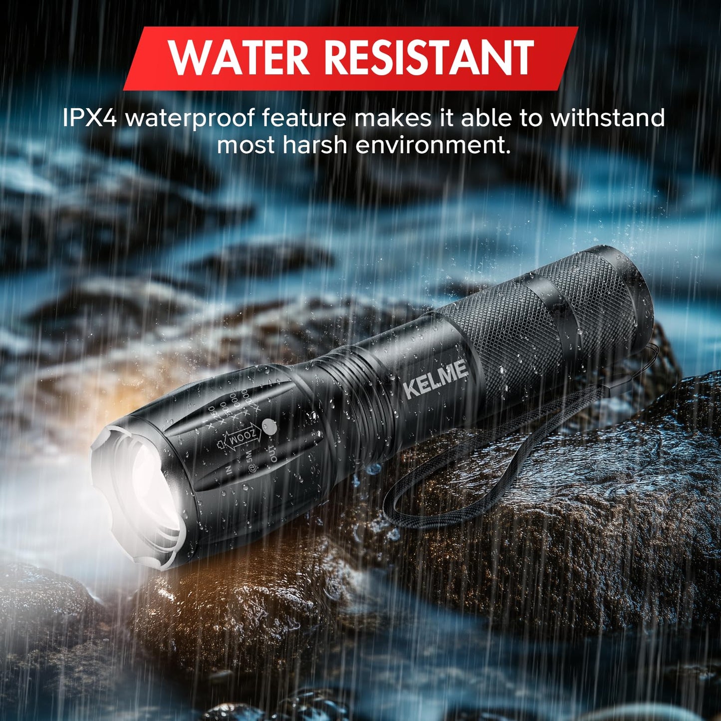 KELME 3 Pack Flashlights High Lumens, Powerful Tactical Flashlights with 5 Modes, Zoomable Small LED Flashlight Waterproof Handheld Flash Light for Home Emergencies Camping Hiking (Battery Included)