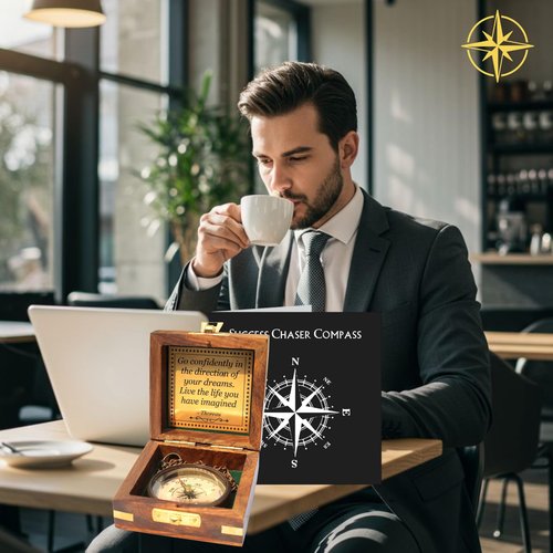 Brass Compass with Wooden Box, 𝗚𝗿𝗮𝗱𝘂𝗮𝘁𝗶𝗼𝗻 𝗚𝗶𝗳𝘁𝘀 𝗳𝗼𝗿 𝗛𝗶𝗺 𝟮𝟬𝟮𝟱, High School, College Graduation Gifts, Inspirational Gifts and Motivational Present, Birthday Gift for Son