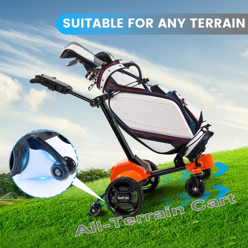 Electric Golf Push Cart with Remote Control, Electric Golf Caddy That Follows You Folding Design Suitable for All Terrains, 36 Hole and Remote/APP/Manual Control